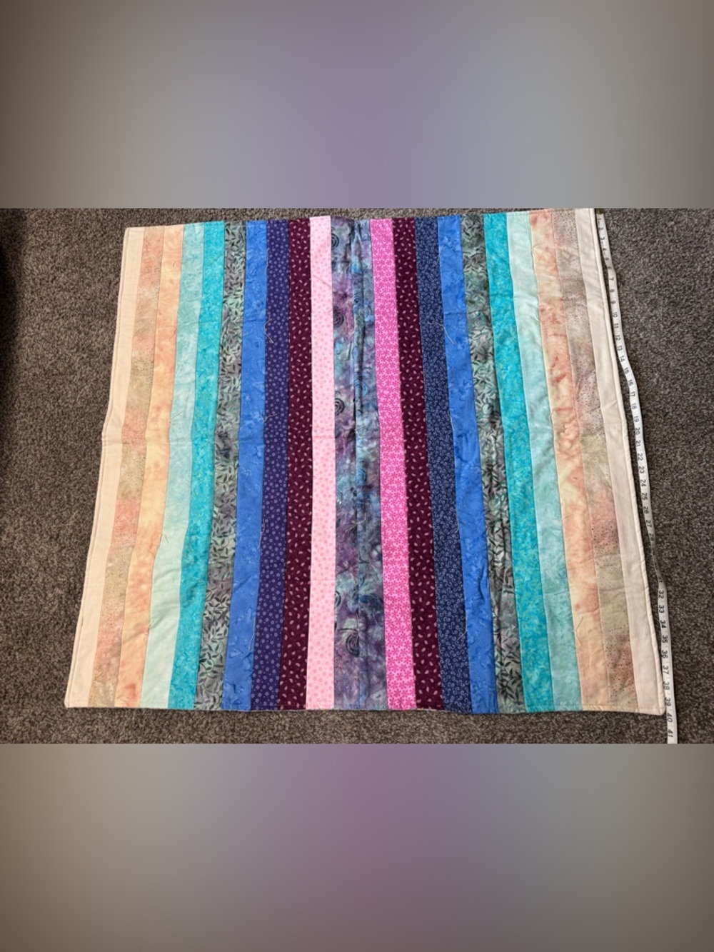 Striped Multicolor Cotton Quilt - Blue, Purple & Pink